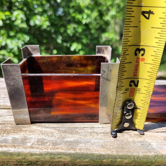 Vintage MCM Italian Faux Tortious Shell Acrilic, Lucite and Metal Box MCM, Glam - Picture 3 of 15